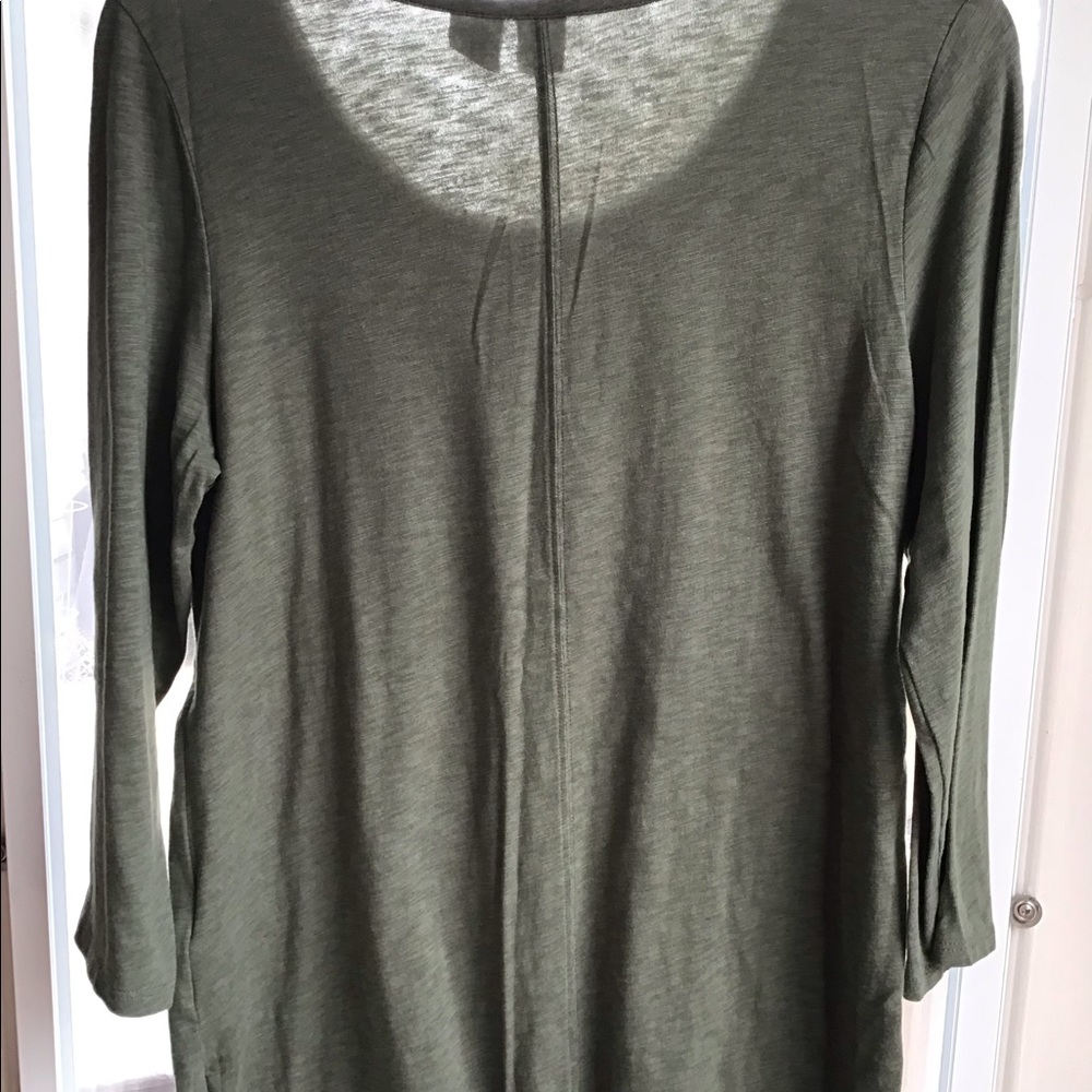 3/4 sleeve ladies olive green shirt - Picture 3 of 3